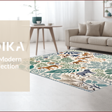 Ultra Soft Area Rug, Non Slip, Stain Resistant, Washable Area Rugs for Living Room, Bedroom, Soft Modern Jungle Print Nursery Rug(Ivory)