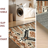 Ultra Soft Area Rug, Non Slip, Stain Resistant, Washable Area Rugs for Living Room, Bedroom, Tribal Textured Earthy Palette(Brown)