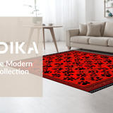 Ultra Soft Area Rug, Non Slip, Stain Resistant, Washable Area Rugs for Living Room, Bedroom, Contemporary Elegant Fluffy Pattern(Red)