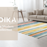 Ultra Soft Area Rug, Non Slip, Stain Resistant, Washable Area Rugs for Living Room, Bedroom, Artistic Multicolor Striped Weave(Yellow)
