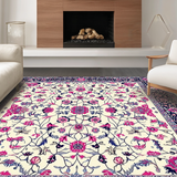 Ultra Soft Area Rug, Non Slip, Stain Resistant, Washable Area Rugs for Living Room, Bedroom, Whimsical Vintage Garden Imagery(Ivory)