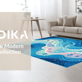 Ultra Soft Area Rug, Non Slip, Stain Resistant, Washable Area Rugs for Living Room, Bedroom, Serene Coastal Bubble Pattern(Blue)