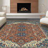 Ultra Soft Area Rug, Non Slip, Stain Resistant, Washable Area Rugs for Living Room, Bedroom, Saturated Colorful Botanical Design(Brown)