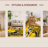 Ultra Soft Area Rug, Non Slip, Stain Resistant, Washable Area Rugs for Living Room, Bedroom, Dynamic Yellow Black Print(Black)