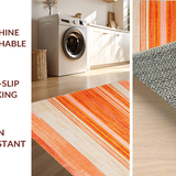 Ultra Soft Area Rug, Non Slip, Stain Resistant, Washable Area Rugs for Living Room, Bedroom, Artful Stripes with Playful Vibes(Orange)