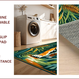 Ultra Soft Area Rug, Non Slip, Stain Resistant, Washable Area Rugs for Living Room, Bedroom, Rustic Green Tropical Motif(Orange)