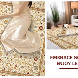 Ultra Soft Area Rug, Non Slip, Stain Resistant, Washable Area Rugs for Living Room, Bedroom, Graceful Curved Border Aesthetic(Beige)