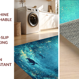 Ultra Soft Area Rug, Non Slip, Stain Resistant, Washable Area Rugs for Living Room, Bedroom, Deep Blue Sea Smooth Surface Rug With Majestic Turtle And Ocean Current(Blue)