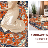 Ultra Soft Area Rug, Non Slip, Stain Resistant, Washable Area Rugs for Living Room, Bedroom, Dynamic Orange Floral Elegance(Orange)