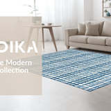 Ultra Soft Area Rug, Non Slip, Stain Resistant, Washable Area Rugs for Living Room, Bedroom, Preppy Blue & White Scallop Rug: Aesthetic Bow Accent for Any Decor(Blue)