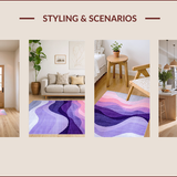 Ultra Soft Area Rug, Non Slip, Stain Resistant, Washable Area Rugs for Living Room, Bedroom, Contemporary Elegant Color Fusion(Purple)