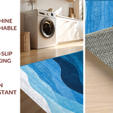 Ultra Soft Area Rug, Non Slip, Stain Resistant, Washable Area Rugs for Living Room, Bedroom, Serene Gradient Wave Motif(Blue)