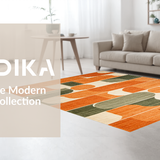 Ultra Soft Area Rug, Non Slip, Stain Resistant, Washable Area Rugs for Living Room, Bedroom, Luxurious Fluid Organic Design(Orange)
