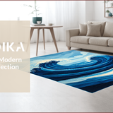 Ultra Soft Area Rug, Non Slip, Stain Resistant, Washable Area Rugs for Living Room, Bedroom, Tranquil Oceanic Abstract Waves(Blue)