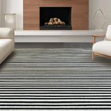 Ultra Soft Area Rug, Non Slip, Stain Resistant, Washable Area Rugs for Living Room, Bedroom, Artisan Woven Monochrome Lined Carpet Layered Doorway Welcome Decor(Black)