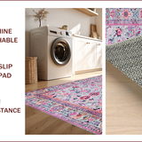 Ultra Soft Area Rug, Non Slip, Stain Resistant, Washable Area Rugs for Living Room, Bedroom, Charming Soft-Toned Floral Motif(Gray)