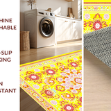 Ultra Soft Area Rug, Non Slip, Stain Resistant, Washable Area Rugs for Living Room, Bedroom, Unique Colorful Circular Design(Yellow)