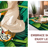 Ultra Soft Area Rug, Non Slip, Stain Resistant, Washable Area Rugs for Living Room, Bedroom, Jungle Inspired Colorful Animal Motif(Green)