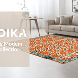 Ultra Soft Area Rug, Non Slip, Stain Resistant, Washable Area Rugs for Living Room, Bedroom, Luxurious Curved Trellis Composition(Orange)