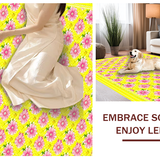 Ultra Soft Area Rug, Non Slip, Stain Resistant, Washable Area Rugs for Living Room, Bedroom, Modern Abstract Floral Aesthetic(Yellow)