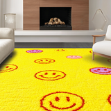 Ultra Soft Area Rug, Non Slip, Stain Resistant, Washable Area Rugs for Living Room, Bedroom, Playful Pastel Smiley Faces(Yellow)