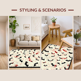 Ultra Soft Area Rug, Non Slip, Stain Resistant, Washable Area Rugs for Living Room, Bedroom, Dark Elegant Gothic Charm(White)