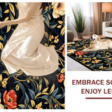 Ultra Soft Area Rug, Non Slip, Stain Resistant, Washable Area Rugs for Living Room, Bedroom, Artistic Floral Pattern with Depth(Black)