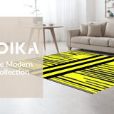 Ultra Soft Area Rug, Non Slip, Stain Resistant, Washable Area Rugs for Living Room, Bedroom, Bold Graphic Black and Cream(Yellow)