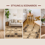Ultra Soft Area Rug, Non Slip, Stain Resistant, Washable Area Rugs for Living Room, Bedroom, Whimsical Earthy Animal Motif(Beige)