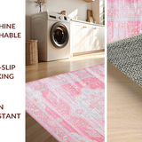 Ultra Soft Area Rug, Non Slip, Stain Resistant, Washable Area Rugs for Living Room, Bedroom, Rustic Textured Geometric Harmony(Pink)