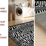 Ultra Soft Area Rug, Non Slip, Stain Resistant, Washable Area Rugs for Living Room, Bedroom, Funky Monochrome Animal Motif(Black)