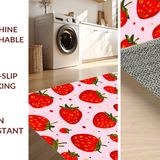 Ultra Soft Area Rug, Non Slip, Stain Resistant, Washable Area Rugs for Living Room, Bedroom, Vibrant Quirky Strawberry Aesthetic(Red)