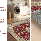 Ultra Soft Area Rug, Non Slip, Stain Resistant, Washable Area Rugs for Living Room, Bedroom, Rustic Vintage Ethnic Patterns(Red)