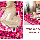 Ultra Soft Area Rug, Non Slip, Stain Resistant, Washable Area Rugs for Living Room, Bedroom, Vibrant Jungle-Themed Decor(Pink)