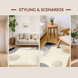 Ultra Soft Area Rug, Non Slip, Stain Resistant, Washable Area Rugs for Living Room, Bedroom, Whimsical Textured Bubble Aesthetic(Beige)