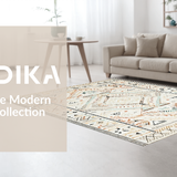 Ultra Soft Area Rug, Non Slip, Stain Resistant, Washable Area Rugs for Living Room, Bedroom, Trendy Vintage Symmetrical Elements(Beige)