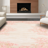 Ultra Soft Area Rug, Non Slip, Stain Resistant, Washable Area Rugs for Living Room, Bedroom, Lively Creamy Ogee Style(Pink)