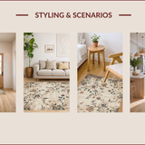 Ultra Soft Area Rug, Non Slip, Stain Resistant, Washable Area Rugs for Living Room, Bedroom, Chic Faded Botanical Design(Beige)