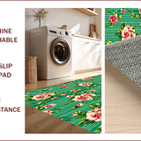 Ultra Soft Area Rug, Non Slip, Stain Resistant, Washable Area Rugs for Living Room, Bedroom, Vintage Floral Bedroom Low Pile Soft Carpet(Green)
