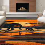 Ultra Soft Area Rug, Non Slip, Stain Resistant, Washable Area Rugs for Living Room, Bedroom, Contemporary Wildlife Themed Aesthetic(Orange)