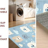 Ultra Soft Area Rug, Non Slip, Stain Resistant, Washable Area Rugs for Living Room, Bedroom, Serene Pastel Cartoon Imagery(Blue)