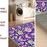Ultra Soft Area Rug, Non Slip, Stain Resistant, Washable Area Rugs for Living Room, Bedroom, Artful Purple and Green Harmony(Purple)