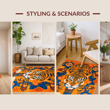 Ultra Soft Area Rug, Non Slip, Stain Resistant, Washable Area Rugs for Living Room, Bedroom, Artistic Vibrant Colorful Tiger Design(Orange)