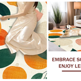 Ultra Soft Area Rug, Non Slip, Stain Resistant, Washable Area Rugs for Living Room, Bedroom, Orange Green White Blush Bright Area Rug Fruit Silhouette Design(Orange)