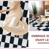 Ultra Soft Area Rug, Non Slip, Stain Resistant, Washable Area Rugs for Living Room, Bedroom, checkered shaggy high pile(Black)