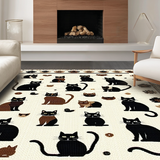 Ultra Soft Area Rug, Non Slip, Stain Resistant, Washable Area Rugs for Living Room, Bedroom, Whimsical Textual Cat Warning(Beige)