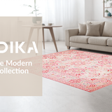 Ultra Soft Area Rug, Non Slip, Stain Resistant, Washable Area Rugs for Living Room, Bedroom, Radiant Elegant Whimsical Floral Style(Pink)