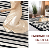 Ultra Soft Area Rug, Non Slip, Stain Resistant, Washable Area Rugs for Living Room, Bedroom, Graphic Linear Bar Rug With Striking Black And White Band Contrast(Gray)