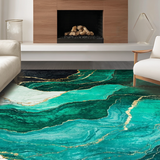 Ultra Soft Area Rug, Non Slip, Stain Resistant, Washable Area Rugs for Living Room, Bedroom, Sleek Emerald Marble Motif(Green)