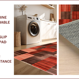 Ultra Soft Area Rug, Non Slip, Stain Resistant, Washable Area Rugs for Living Room, Bedroom, Rustic Multi-Hued Geometric Design(Red)
